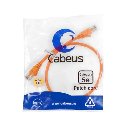 Cabeus PC-UTP-RJ45-CAT.5E-0.5M-OR Патч-корд U/UTP категории 5e, неэкранированный, цвет оранжевый, 0.5 м