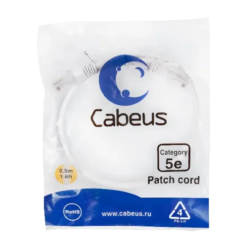 Cabeus PC-UTP-RJ45-CAT.5E-0.5M-WH Патч-корд U/UTP категория 5e, неэкранированный, цвет белый, 0.5 м